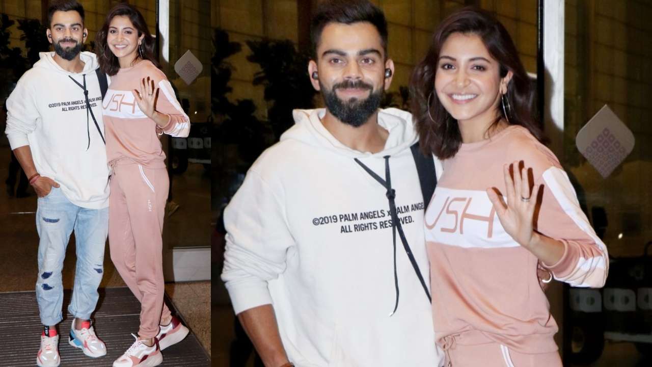 Anushka Sharma and Virat Kohli serve couple fashion goals with twinning  airport look - Video