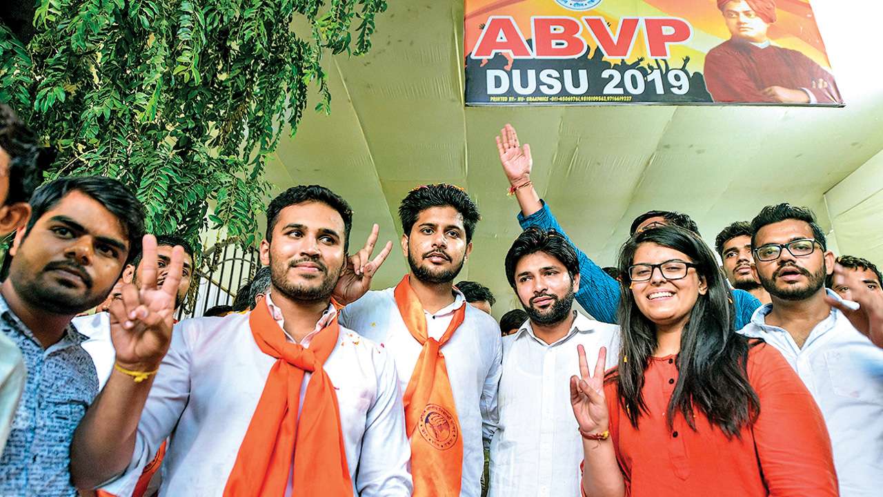 ABVP sweeps Delhi University polls, wins three seats, NSUI bags one