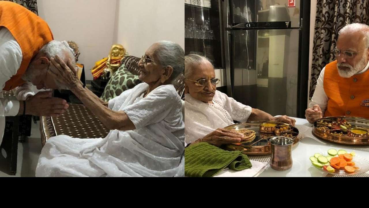 Pm modi has lunch with mom heeraben on birthday, gets rs 501 as token of blessings