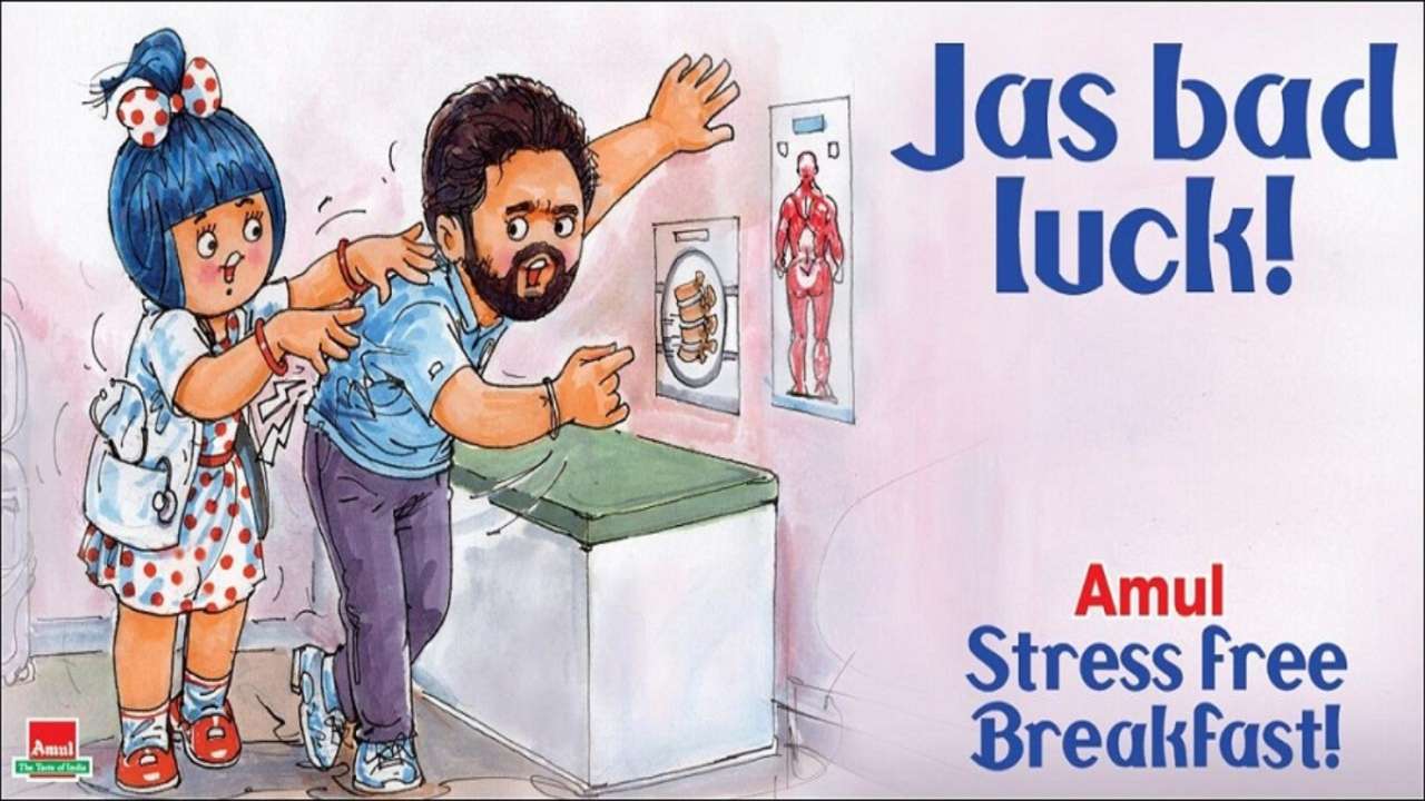 'Jas bad luck!' Amul expresses concern over Jasprit Bumrah's injury, dedicates doodle