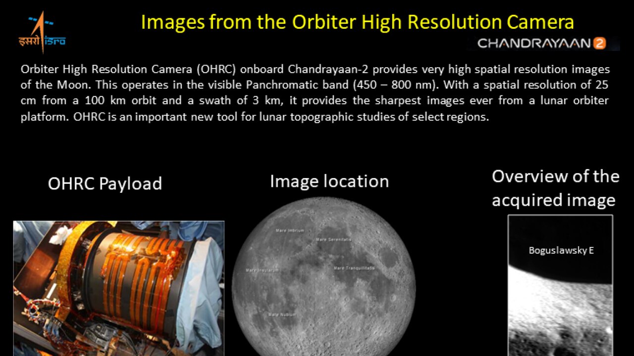 Chandrayaan-2 takes moon images using OHRC