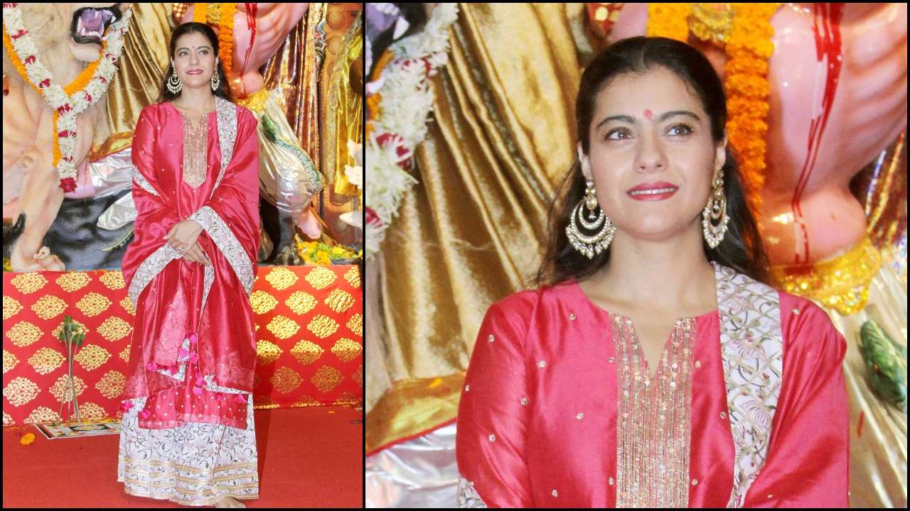 Kajol donned a red and golden dress