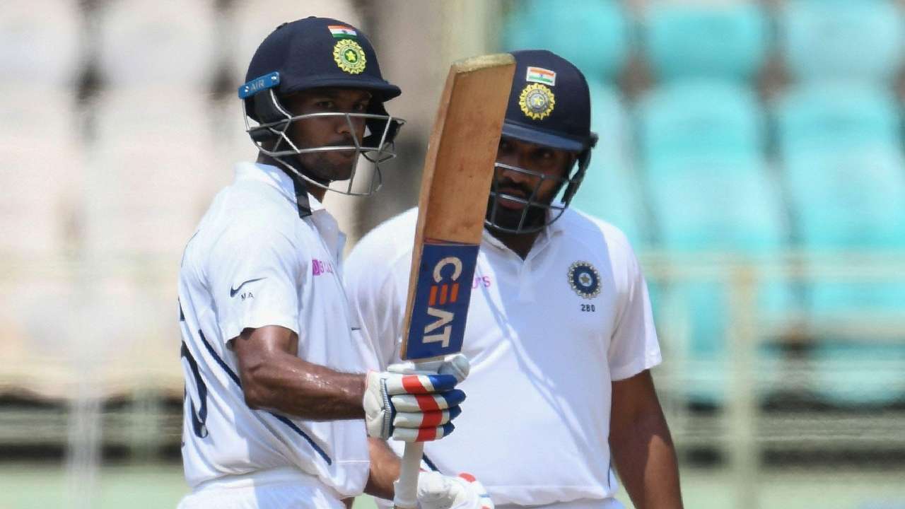 Mayank Agarwal scores his maiden Test ton