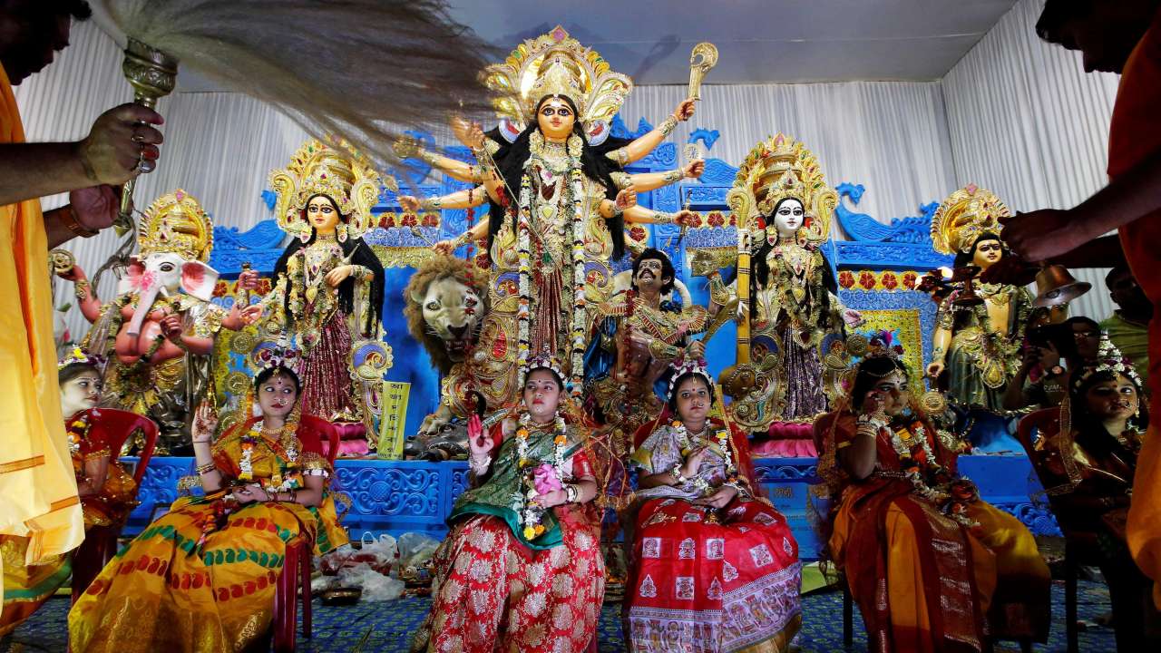 Goddess Durga slaying Mahishasura