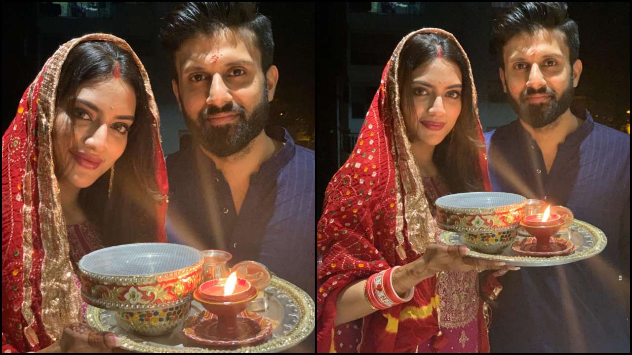 Photos Nusrat Jahan Celebrates First Karwa Chauth With Husband Nikhil Jain