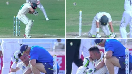Elgar has retired hurt after being hit by Umesh Yadav
