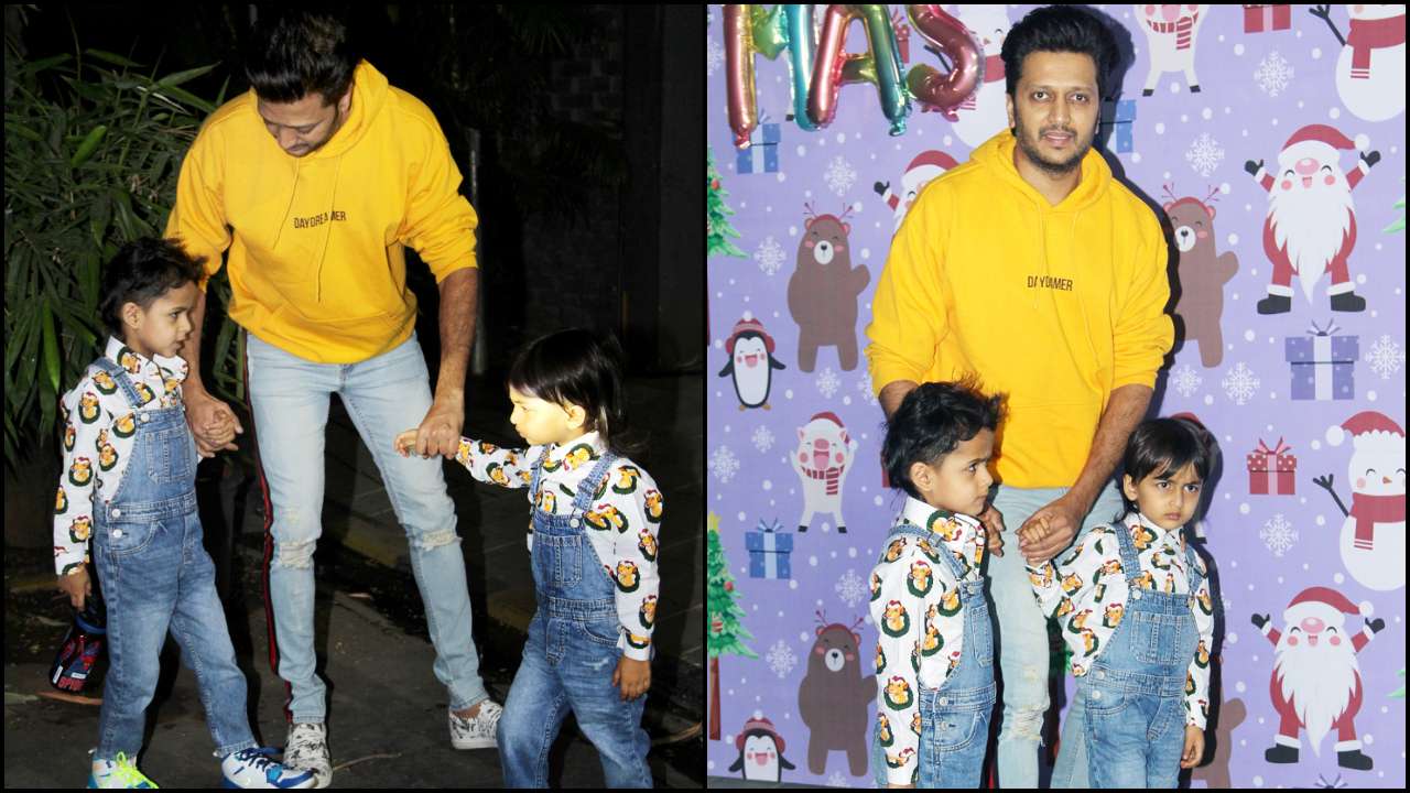 Riteish Deshmukh with sons Riaan Deshmukh and Rahyl Deshmukh