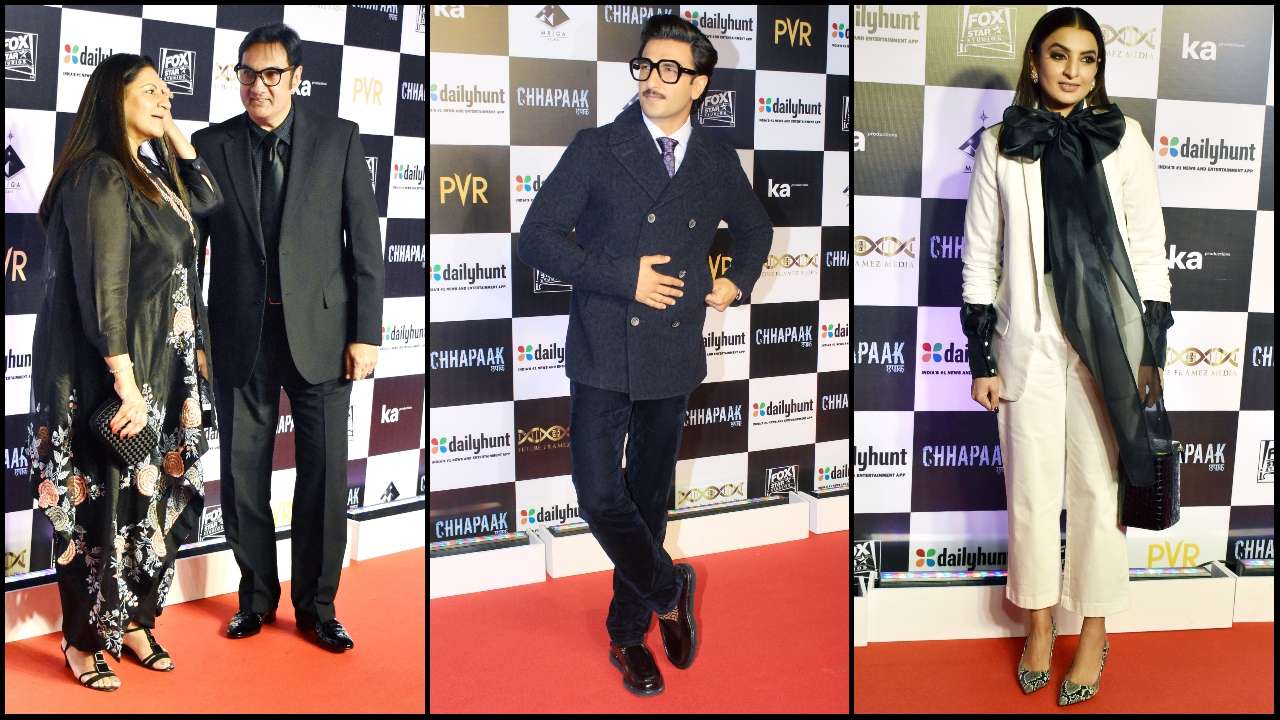 Ranveer Singh's parents and sister at the screening