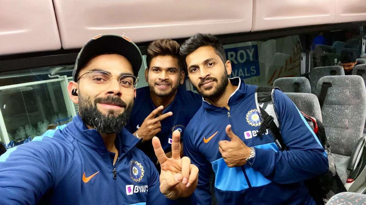 Virat Kohli with Shreyas Iyer and Shardul Thakur