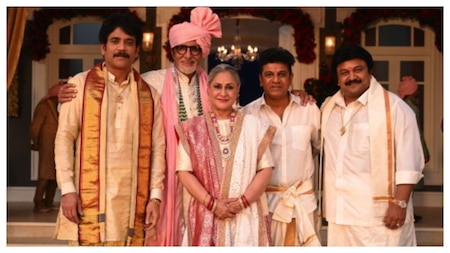 Amitabh & Jaya Bachchan pose with three south superstars in Katrina's 'wedding'