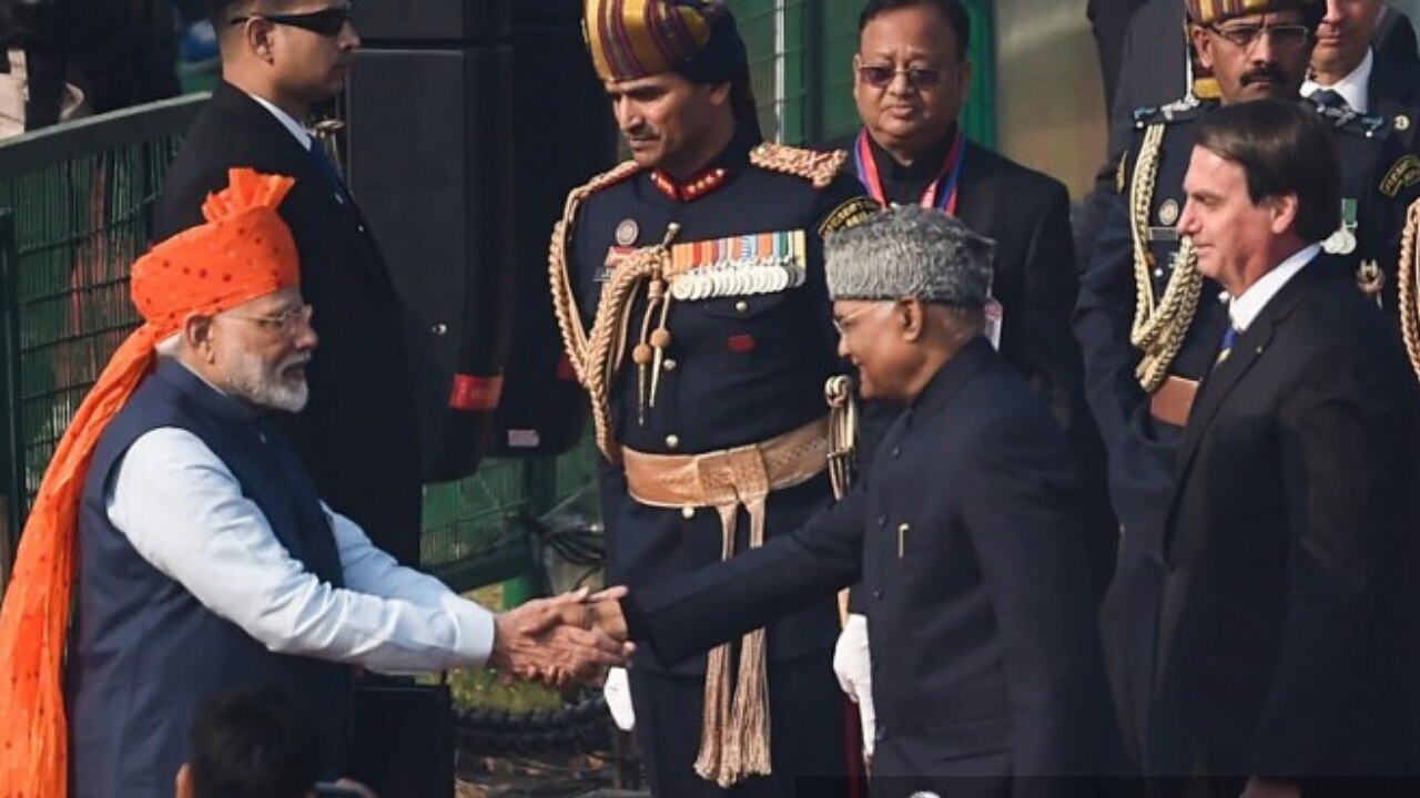 PM Modi, President Kovind & Brazil's President Jair Bolsonaro during Republic Day parade