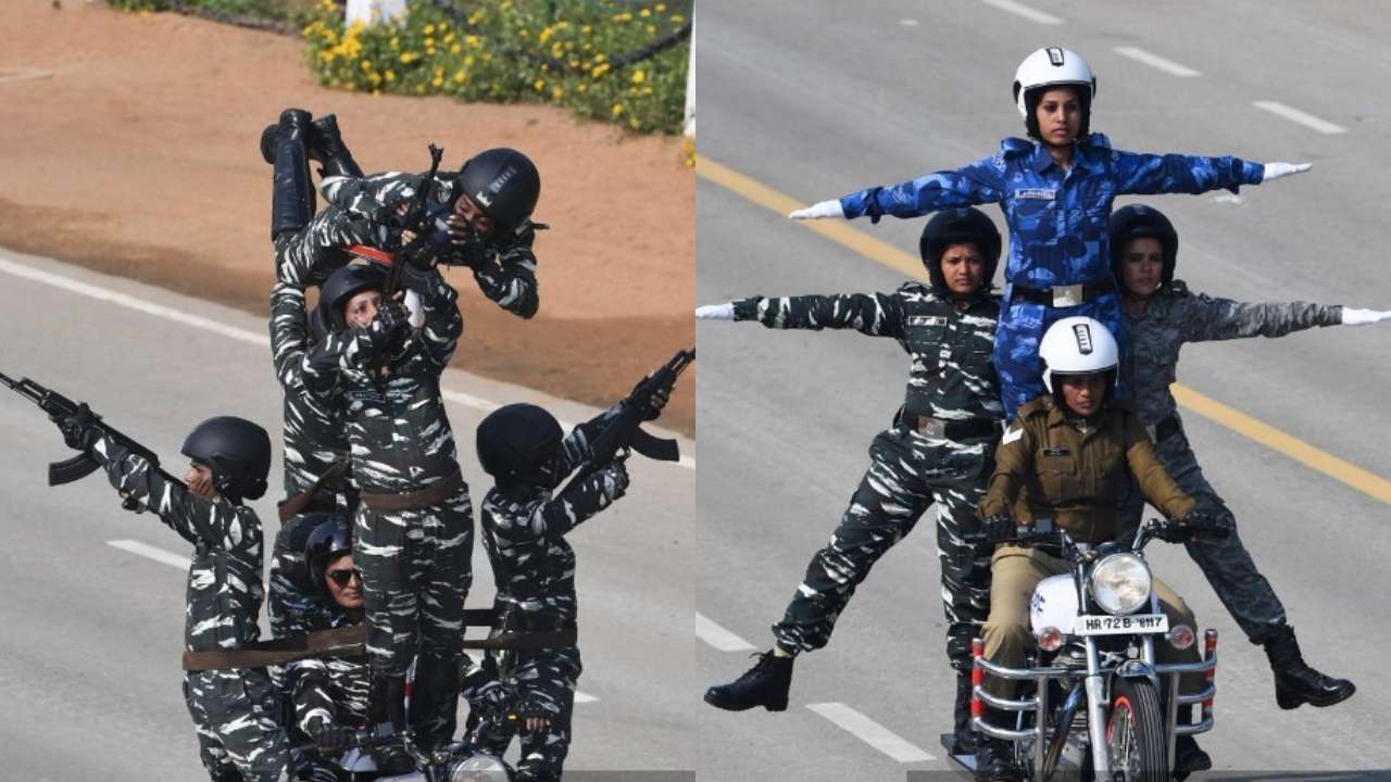 CRPF women motorcycle team during Republic Day parade