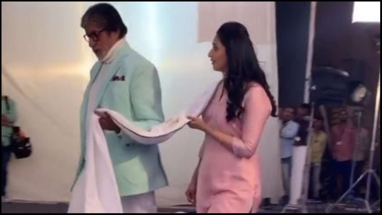 Watch: Amitabh Bachchan carries Divyanka Tripathi by her dupatta on sets, Vivek Dahiya calls it 'big deal'