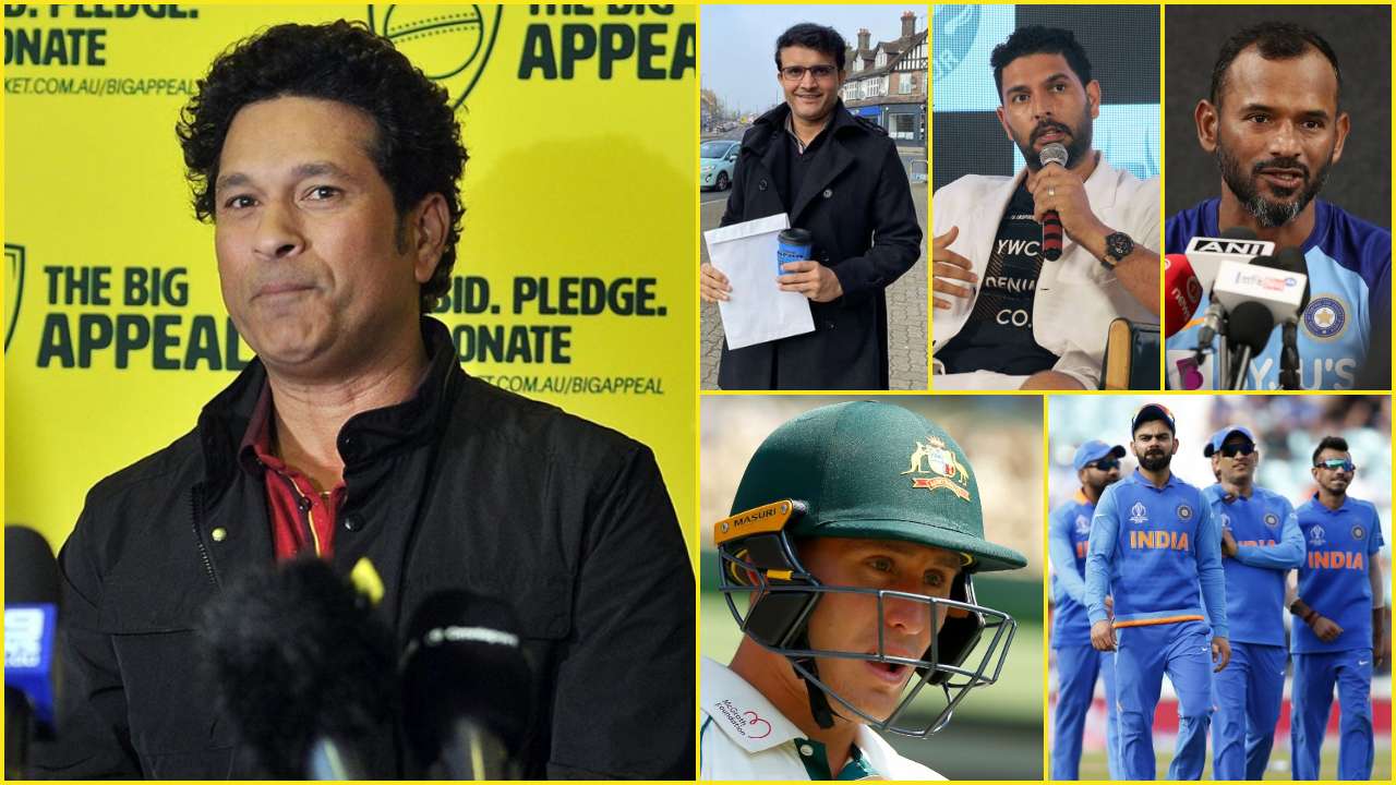 Sourav Ganguly, Sachin Tendulkar, Marnus Labuschagne, Ramakrishnan Sridhar, Yuvraj Singh, Team India