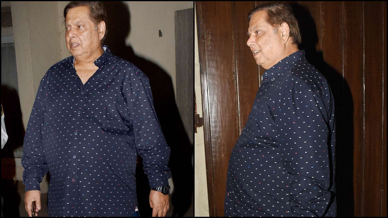 David Dhawan clicked while making his way out of Natasha Dalal's house