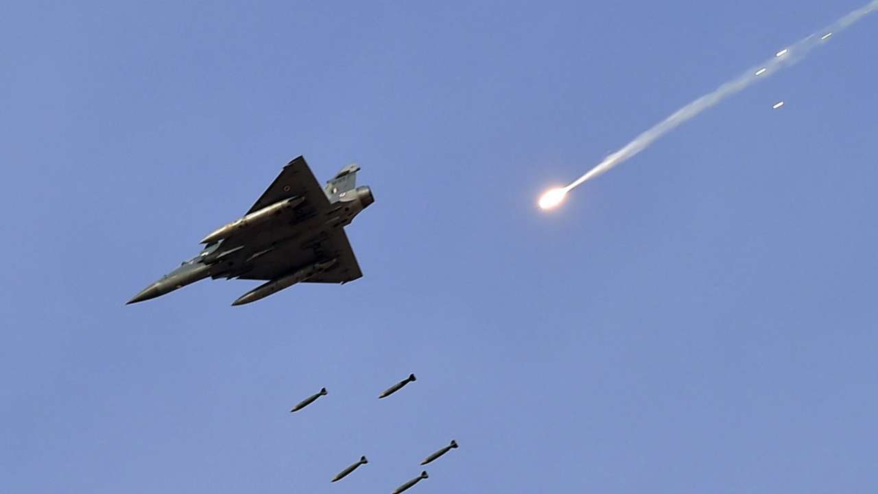 Image for representation | A Mirage 2000 fighter jet releases bombs during an IAF exercise