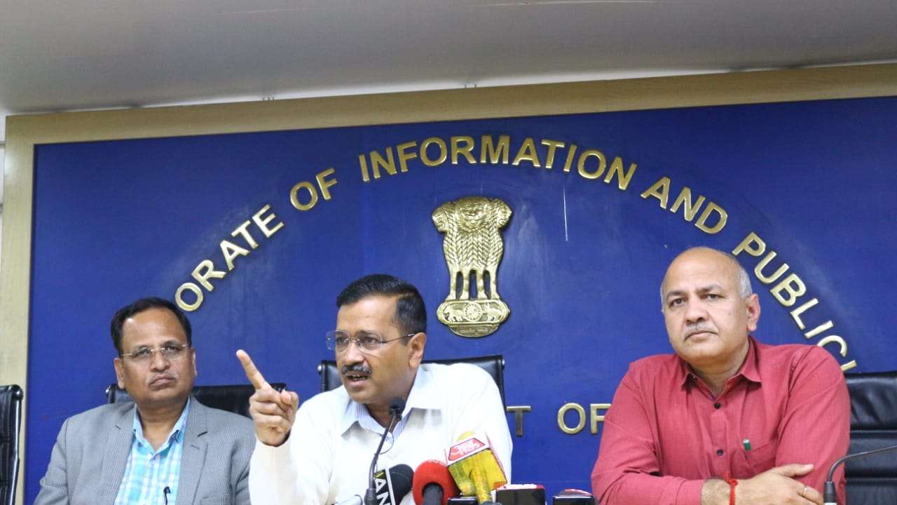 Delhi Chief Minister Arvind Kejriwal addressing a press conference on Thursday