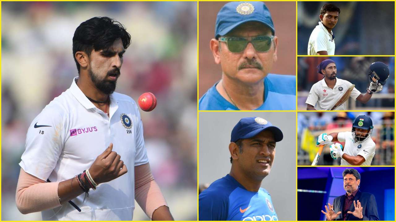 MS Dhoni, Prithvi Shaw, Ishant Sharma, Ravi Shastri, Kapil Dev, Rishabh Pant, Wriddhiman Saha
