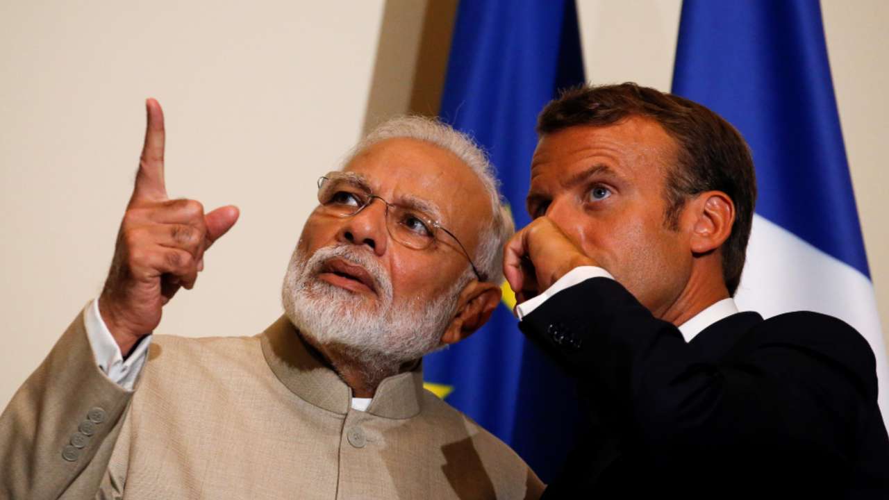Prime Minister Narendra Modi with French President Emmanuel Macron