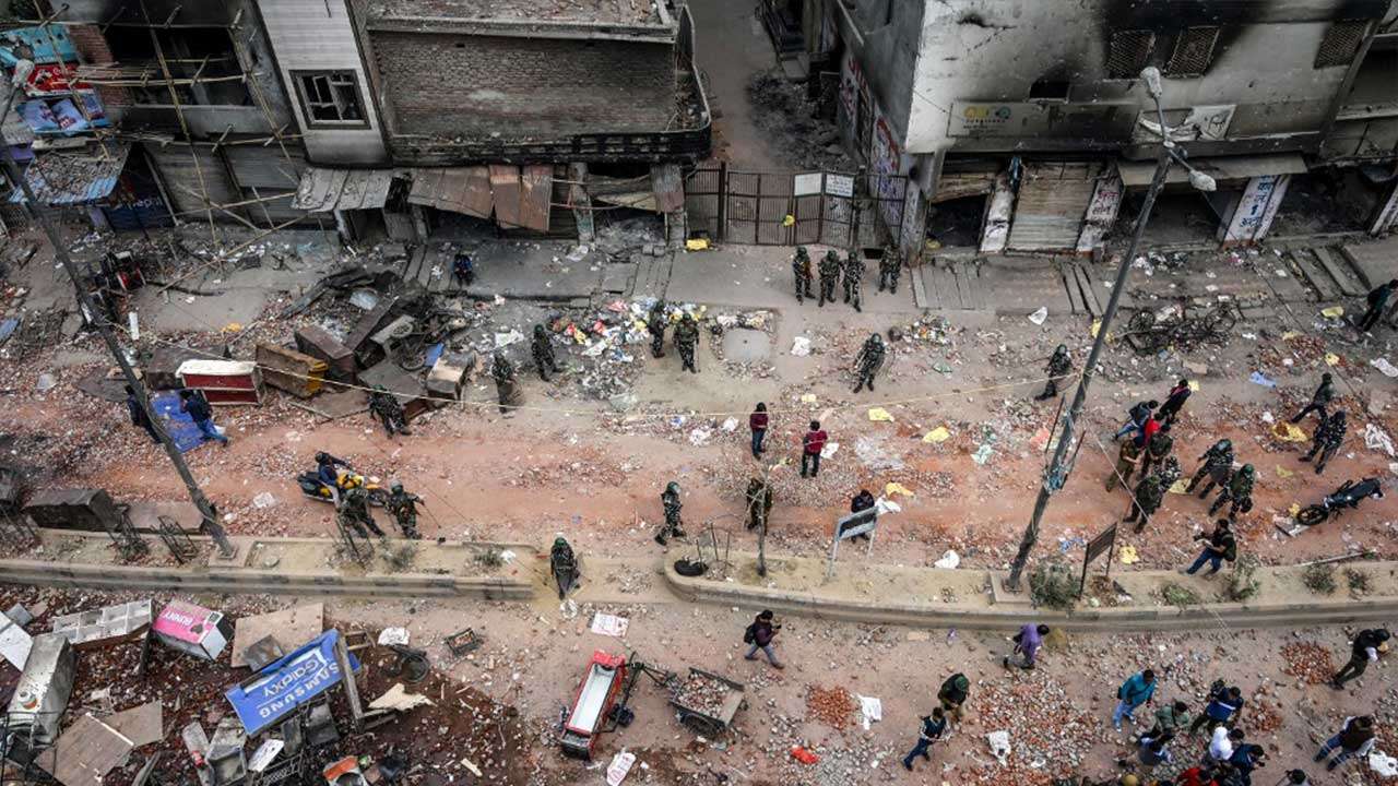 A general view of the riot-hit area following clashes in Delhi