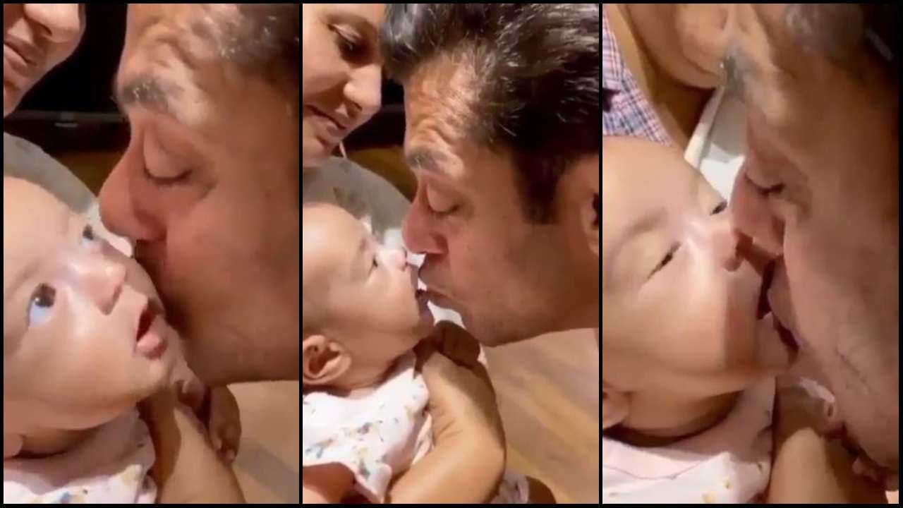 Viral Video Salman Khan Showers Niece Ayat With Kisses