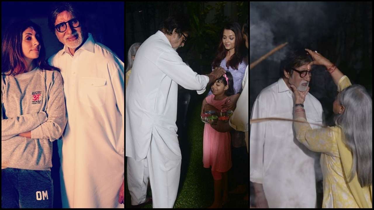 Bachchan family Holi celebrations: Big B gives blessings to Aaradhya as Aishwarya watches over