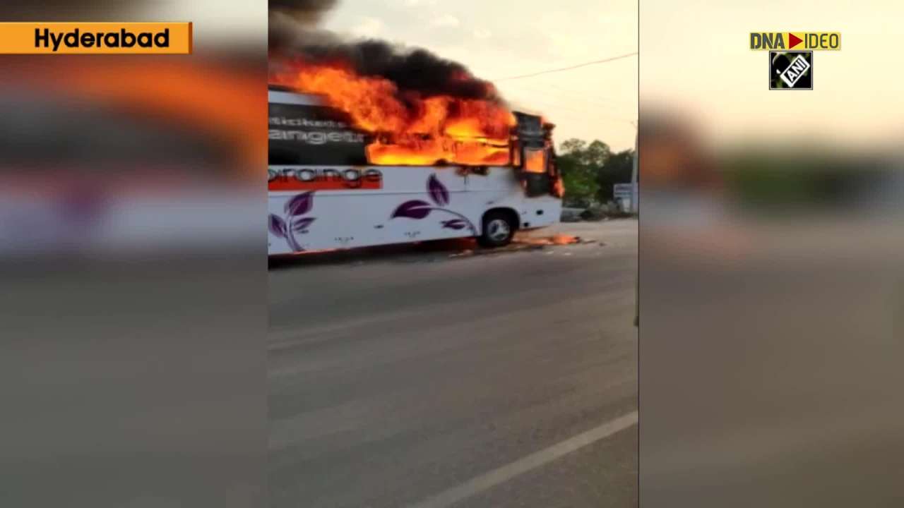 Narrow escape for 26 passengers after bus catches fire in Hyderabad