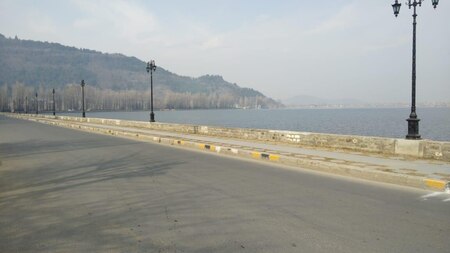 Empty streets on the banks of world-famous Dal Lake in Srinagar