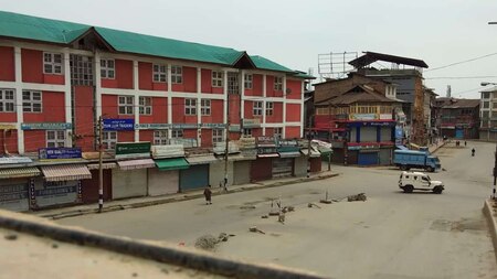 Empty streets of  Hari Singh area in Srinagar on the 7th day of lockdown