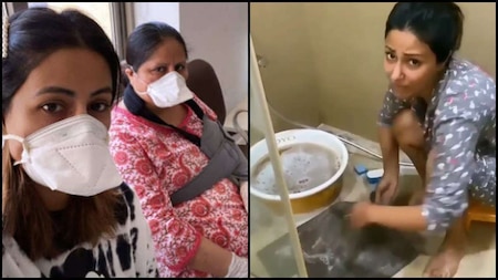 Day after taking her mom to hospital, Hina Khan upset about cleaning duty assigned; watch her reaction