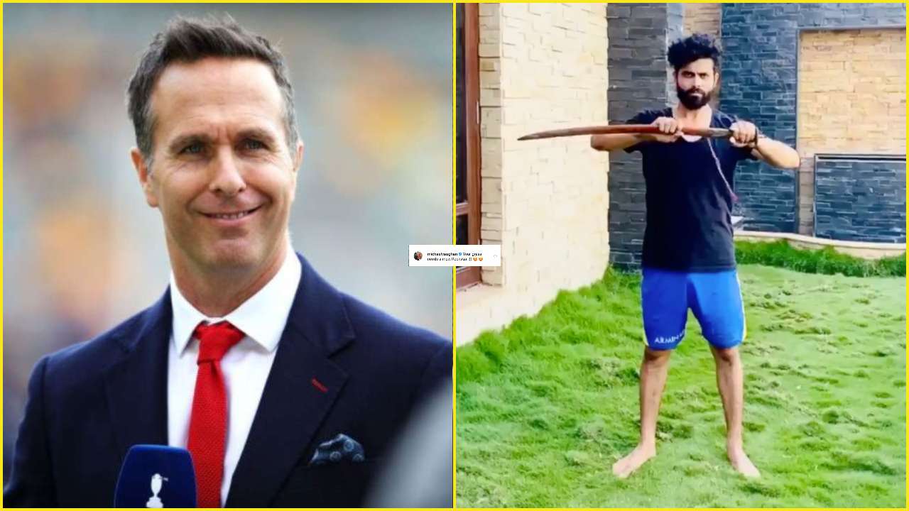  Michael Vaughan hilariously trolls Ravindra Jadeja on his swordsmanship post