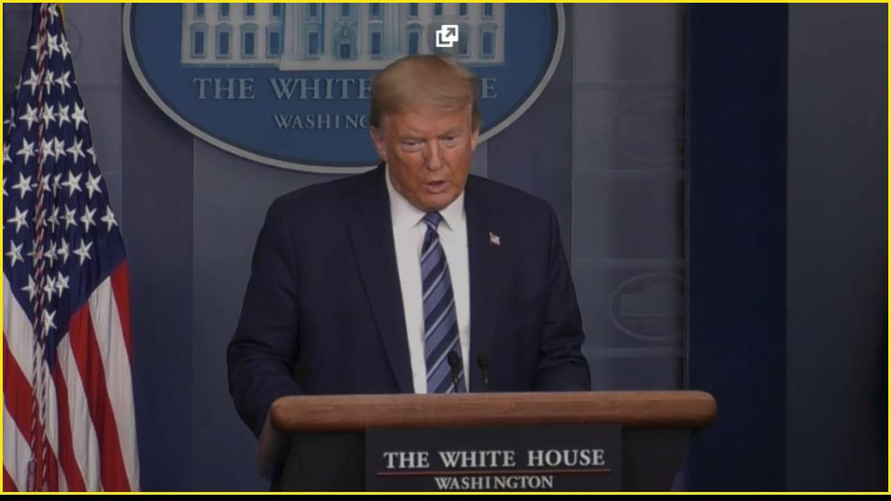 Photo: Screengrab from Trump's press briefing on Tuesday