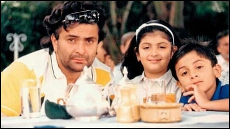 Rishi Kapoor with baby Riddhima and Ranbir Kapoor