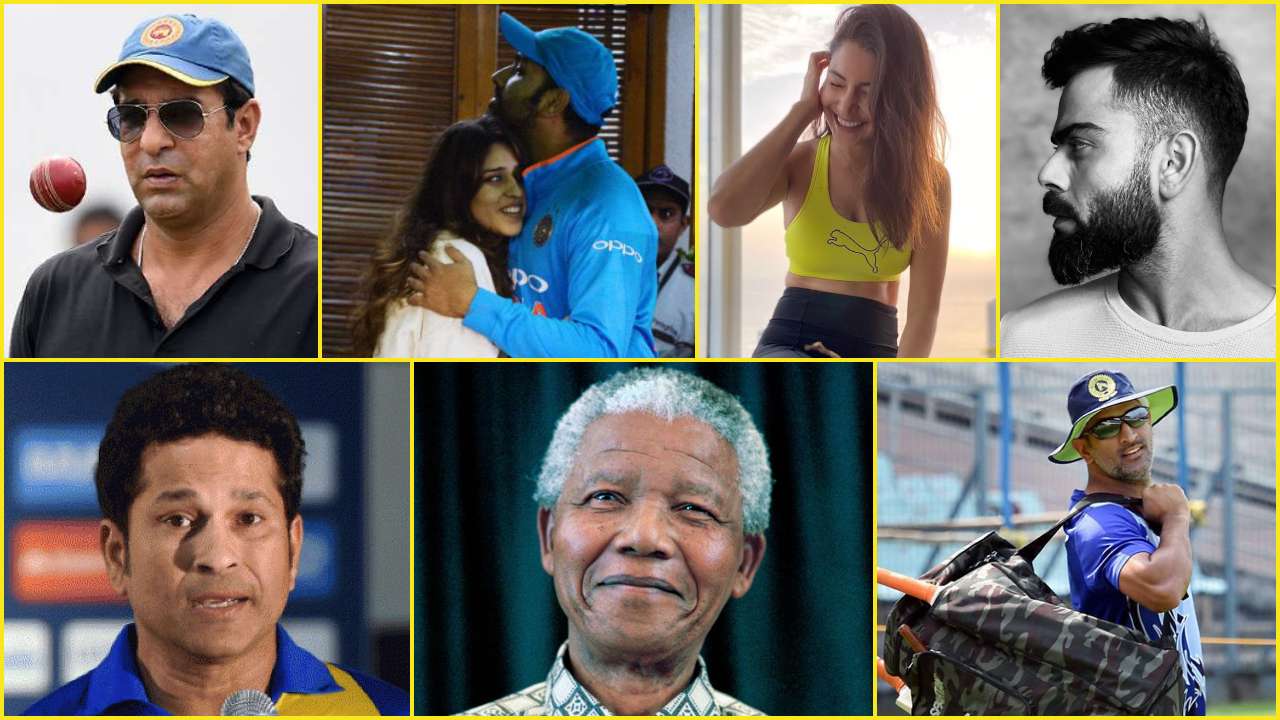 MS Dhoni, Anushka Sharma, Rohit Sharma, Virat Kohli, Nelson Mandela, Wasim Akram, Sachin Tendulkar,