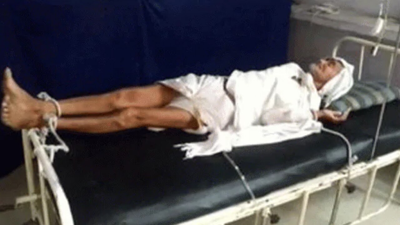 An 80-year-old patient was tied to the hospital bed over non-payment of bills