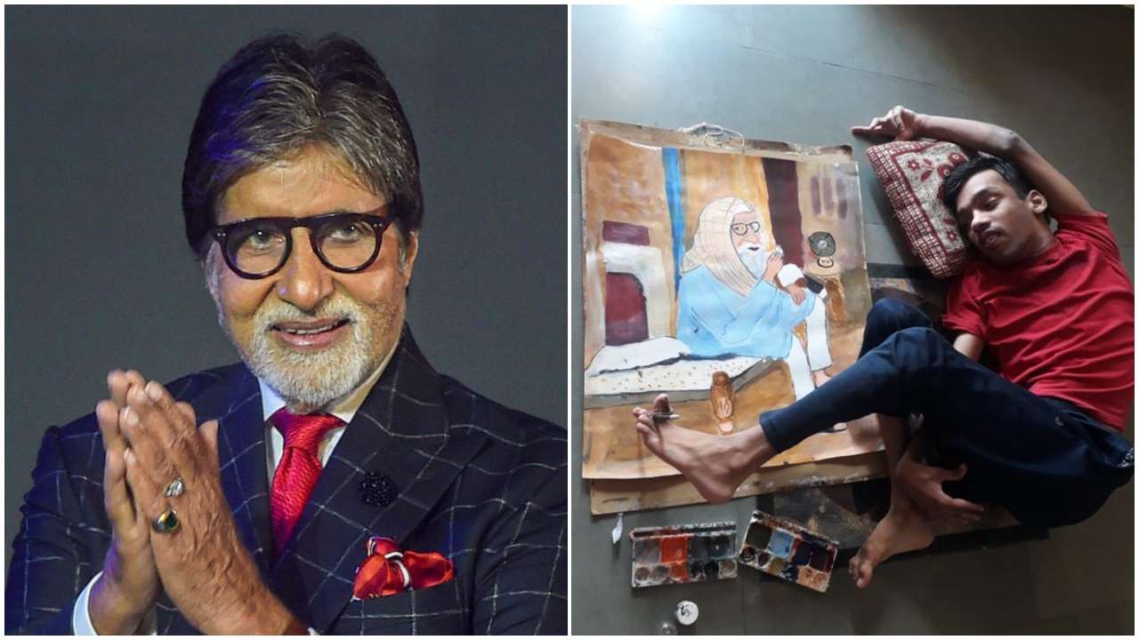 Pic: Amitabh Bachchan shares portrait made by physically challenged artist inspired by his 'Gulabo Sitabo' character