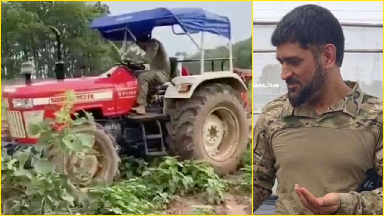 MS Dhoni driving tractor, doing organic farming to get over lockdown blues  - Watch video