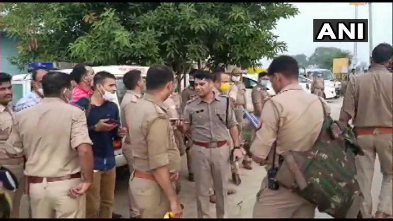 Police in Kanpur after eight cops were killed on Friday