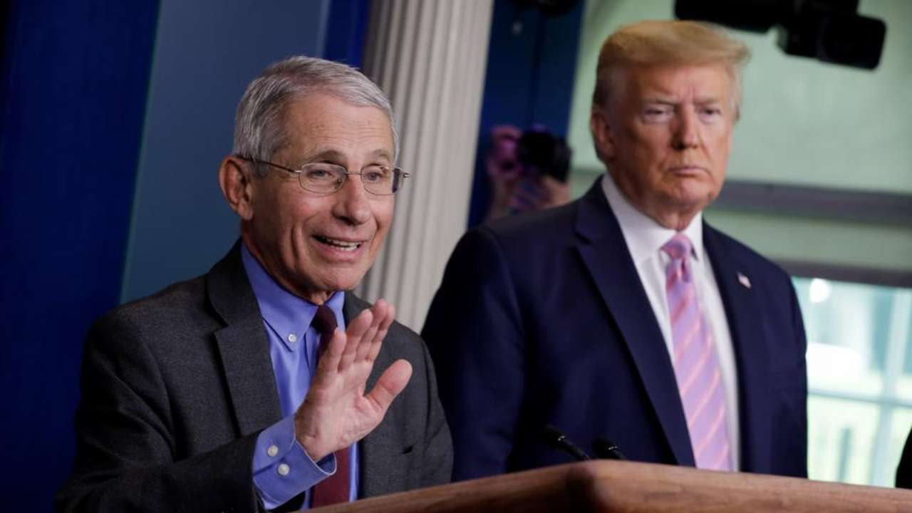 Top infectious disease expert Dr Anthony Fauci with US President Donald Trump