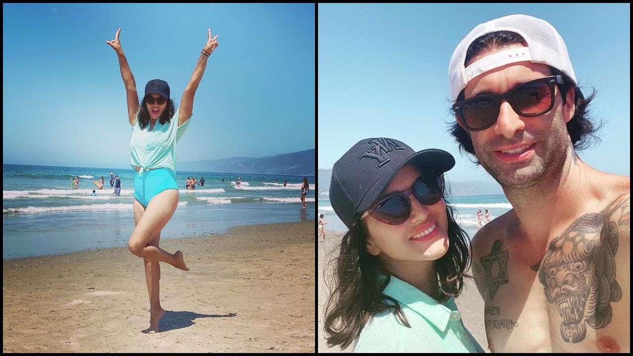 Sunny Leone practices social distancing in California beach Sunny Leone practices social distancing in California beach