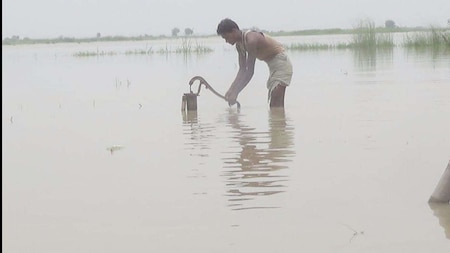 A view of Bihar's flood-affected Supaul district following incessant rains