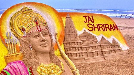 Sand artist Sudarsan Pattnaik creates replica of Ram temple on Puri beach