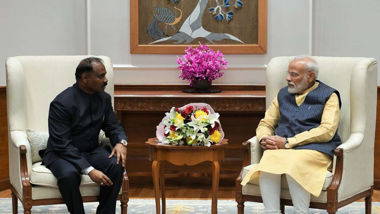 File Photo: Former Lieutenant Governor of Jammu and Kashmir, GC Murmu meeting PM Narendra Modi in New Delhi on Nov 7, 2019