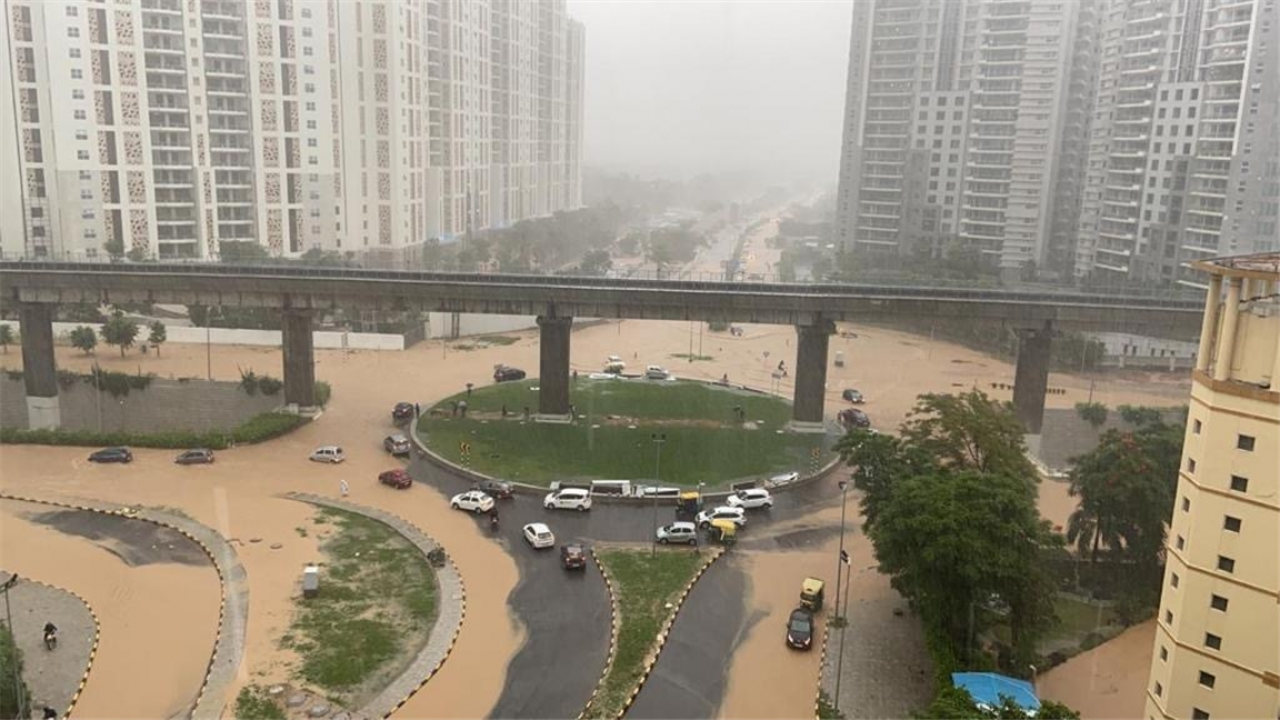 Heavy rain causes waterlogging at key stretches of Gurugram on Wednesday