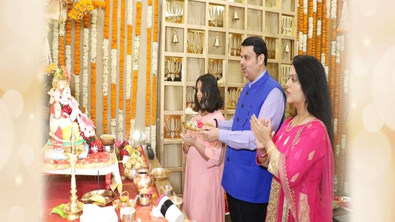 Former Maharashtra Chief Minister Devendra Fadnavis performing Ganesh puja