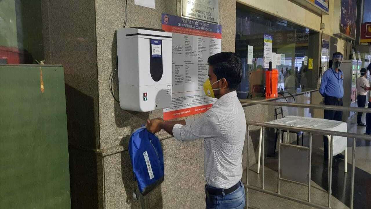 Sanitiser dispening machines for passengers