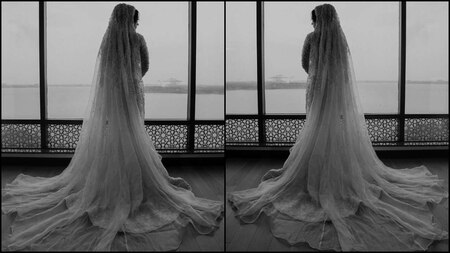 Beautiful bride posing against a beautiful backdrop