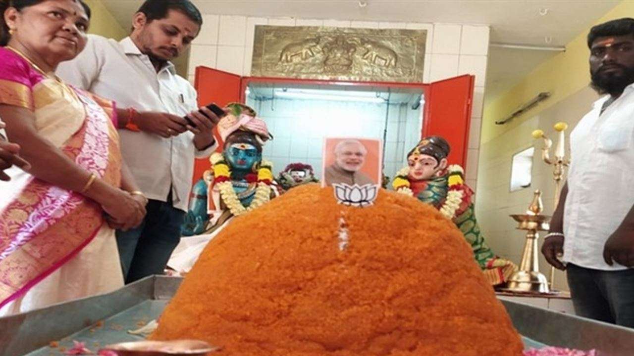 BJP workers in Coimbatore offer 70 kg laddu to Lord Shiva