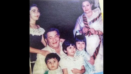 With grandparents Raj Kapoor and Krishna Raj Kapoor