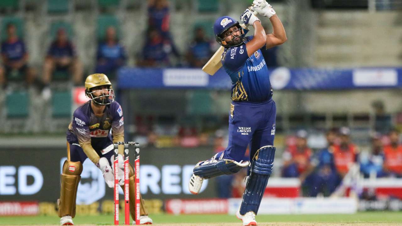 MI skipper Rohit Sharma smashes his 200th IPL six against KKR